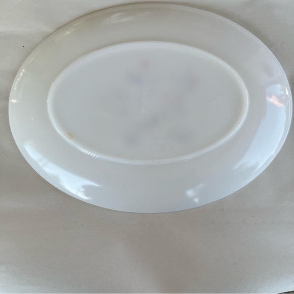 Vintage FIRE KING Primrose Pattern Glass Oval Serving Plate Platter Milk Glass - Picture 3 of 7